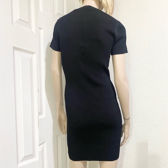 MICHAEL Michael Kors Jacquard Trimmed Ribbed Knit Bodycon Black Dress Size M - Picture 5 of 16